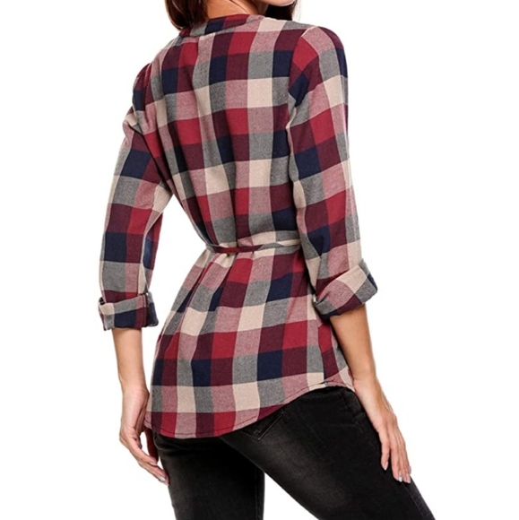 Plaid Shirt with Belt - Picture 4 of 4